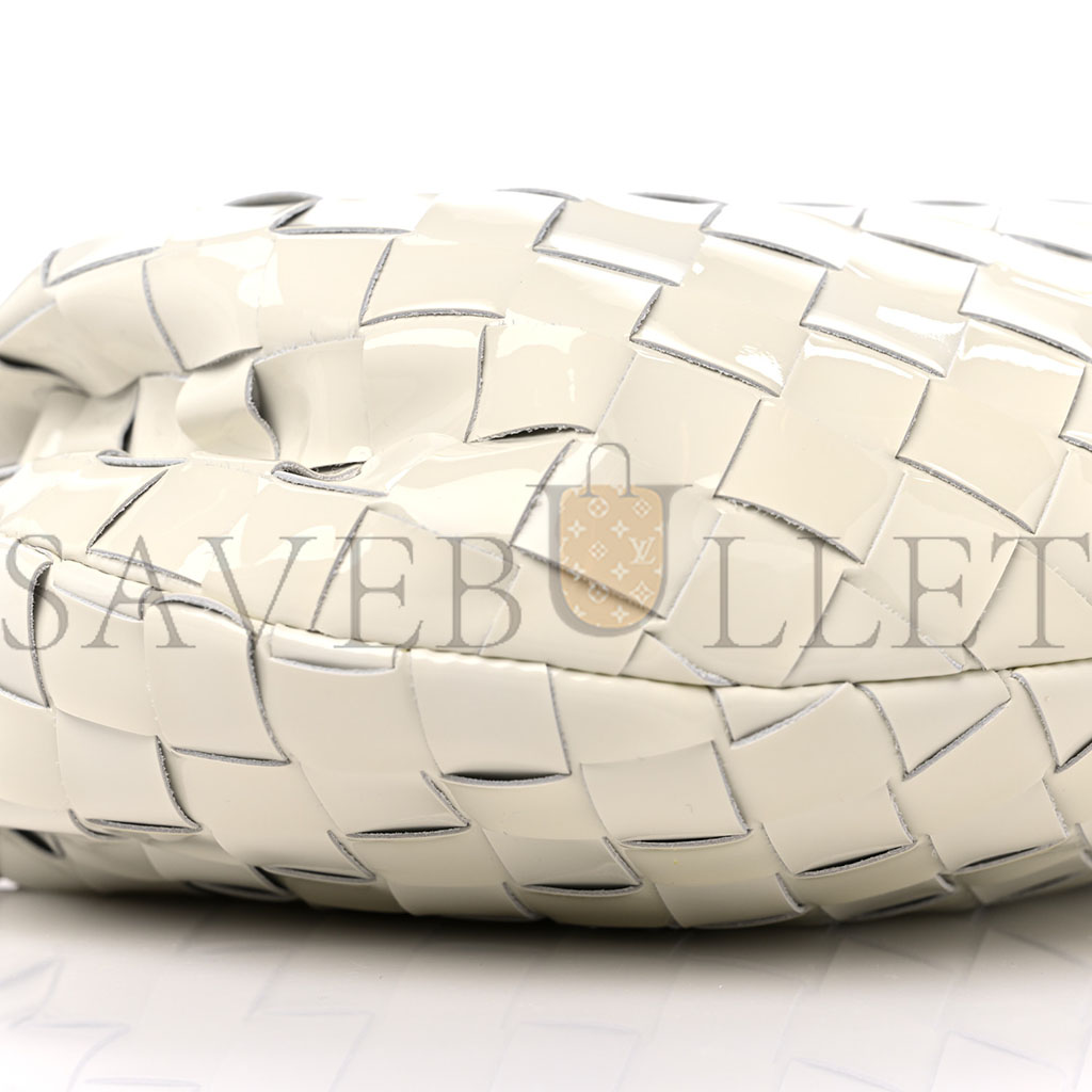 BOTTEGA VENETA PATENT NAPPA INTRECCIATO MINI JODIE WHITE (23*13*8cm)