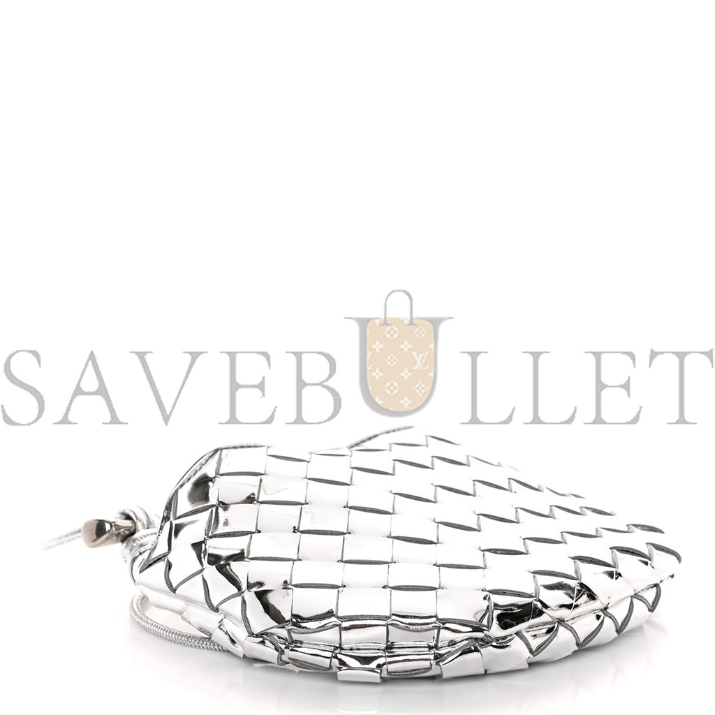 BOTTEGA VENETA MIRROR LAMINATED NAPPA INTRECCIATO MINI SARDINE BAG SILVER (20*15*3cm)