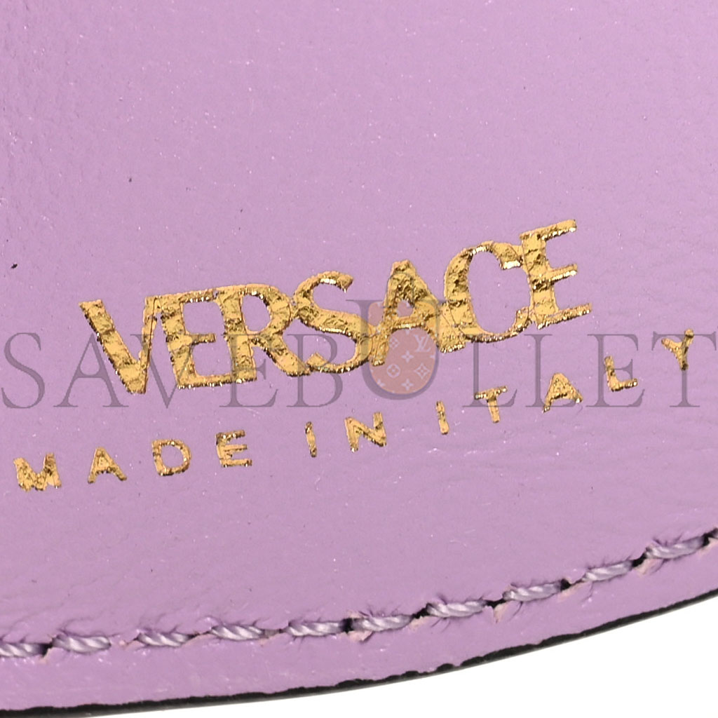 VERSACE GRAINED CALFSKIN MEDUSA WALLET ON CHAIN BLUE PINK (19*12*4cm)