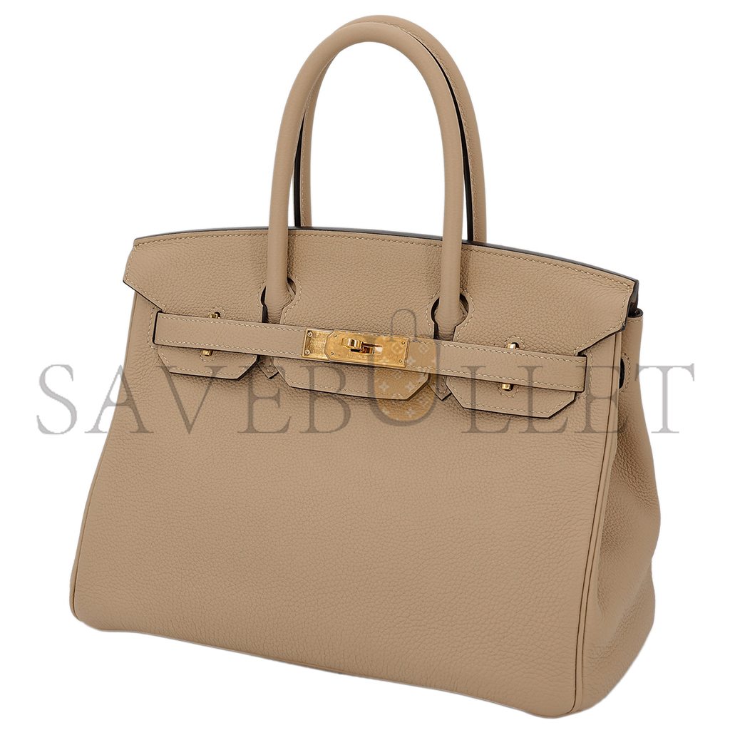 HERMES BIRKIN25 TOGO 81 DOVE GREY GOLD BUCKLE BAG 10087367 (25*20*13cm)