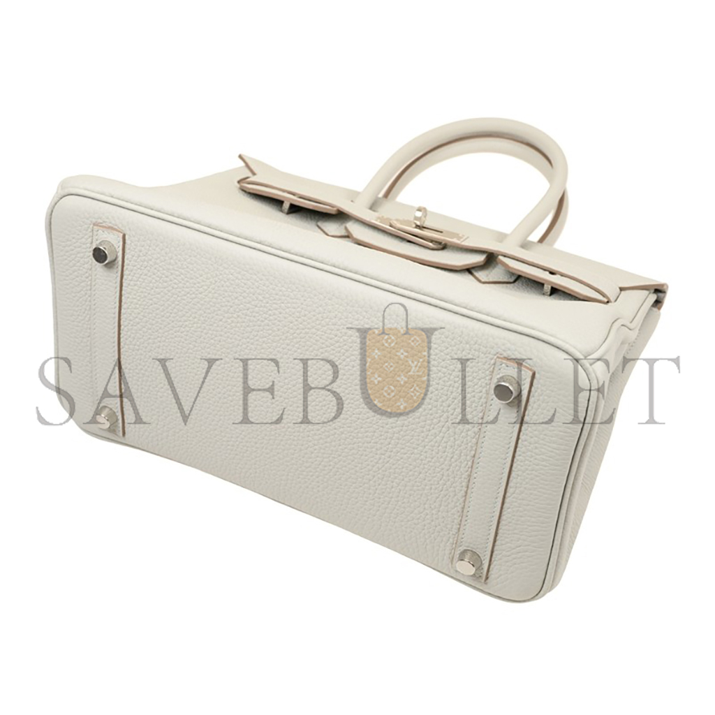 HERMES MASTER BIRKIN 30 TOGO PURE WHITE COWHIDE HANDBAG BK3080TCSS (30*23*15cm)