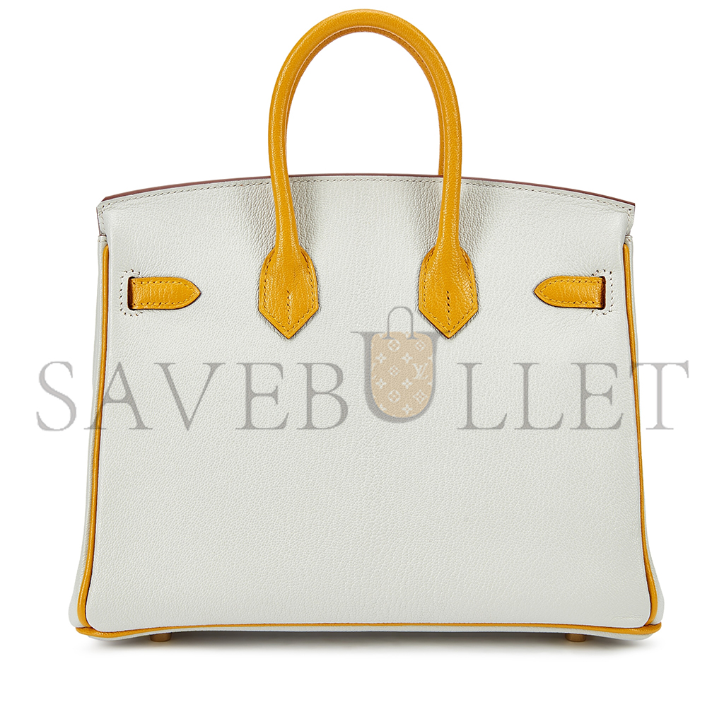 HERMES BIRKIN 25 PEARL GRAY CHICKEN YELLOW BK251037TGCZ (25*20*13cm)