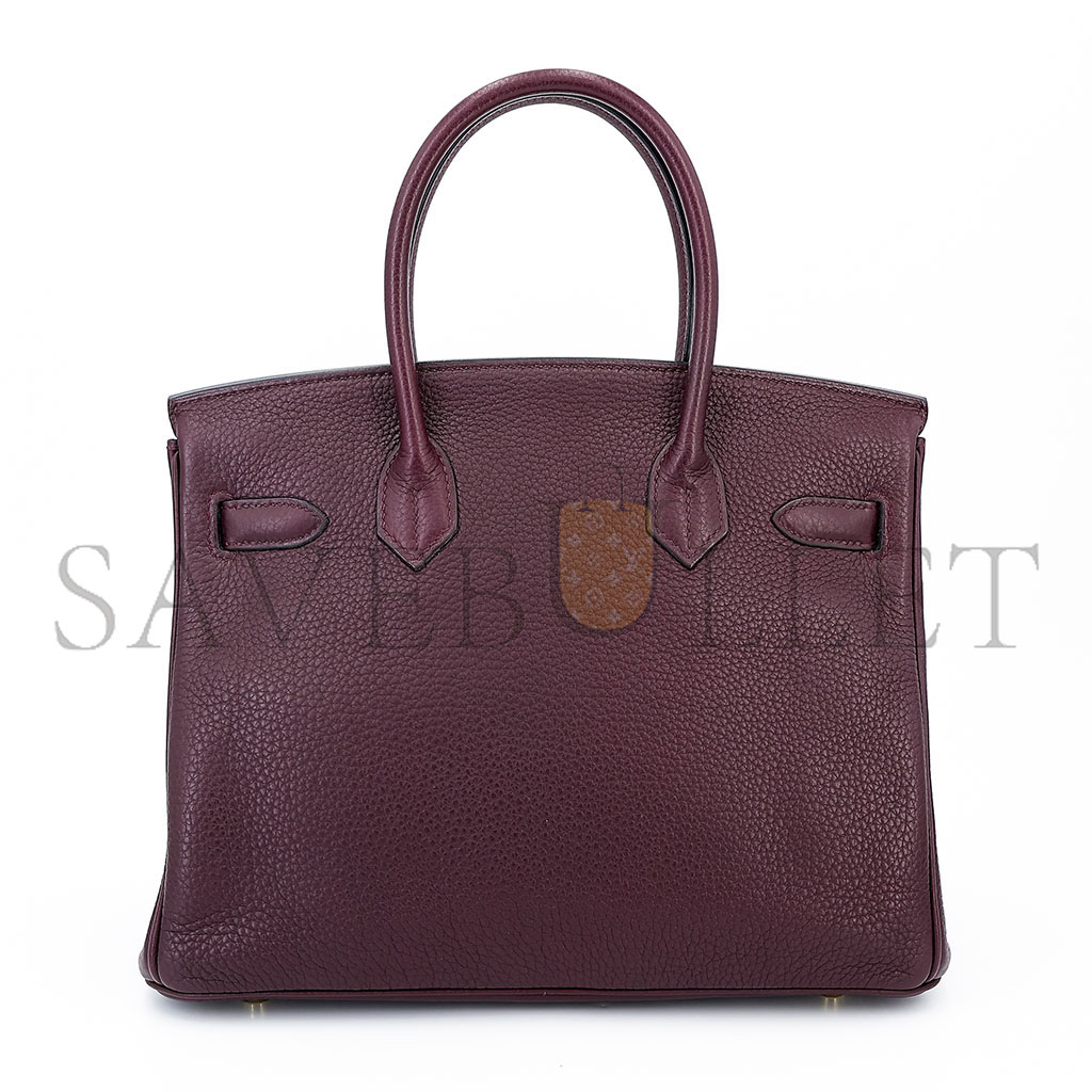 HERMÈS BIRKIN 30 TOGO LEATHER BURGUNDY GOLD BUCKLE BAG 8575895581 (30*22*15cm)