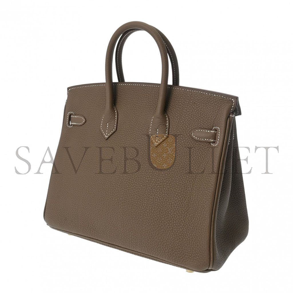 HERMES BIRKIN 25 TOGO LEATHER ELEPHANT GREY GOLD BUCKLE BAG H028369CC18 (25*20*13cm)