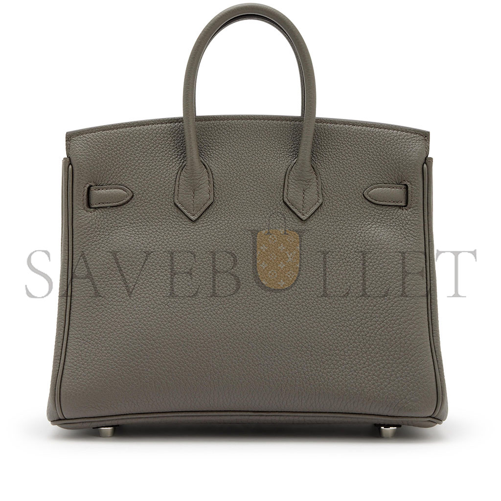 HERMES BIRKIN 25 TOGO LEATHER PEWTER GREY SILVER BUCKLE BAG BK258FTGSS (25*20*13cm)