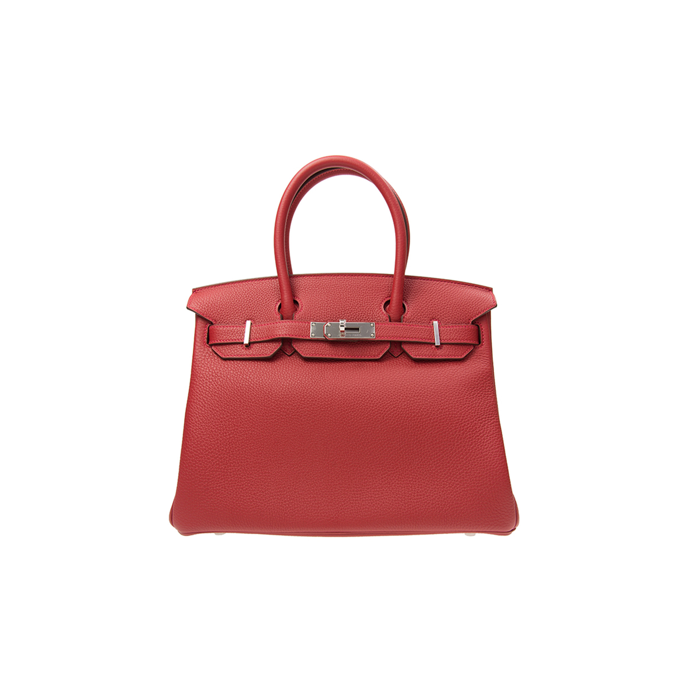 HERMÈS BIRKIN 35 TOGO LEATHER FLAG RED SILVER BUCKLE BAG H028369CK05 (35*28*18cm)