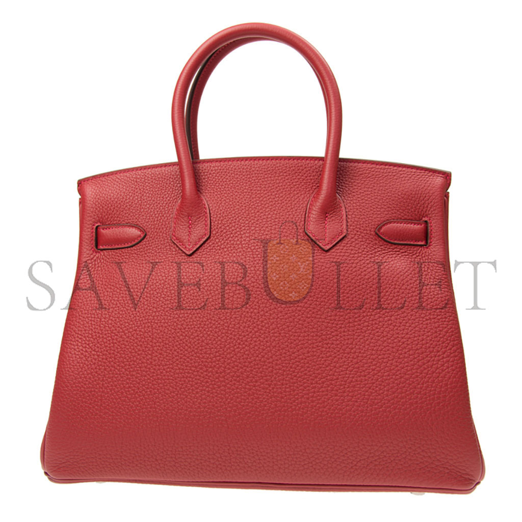 HERMÈS BIRKIN 35 TOGO LEATHER FLAG RED SILVER BUCKLE BAG H028369CK05 (35*28*18cm)