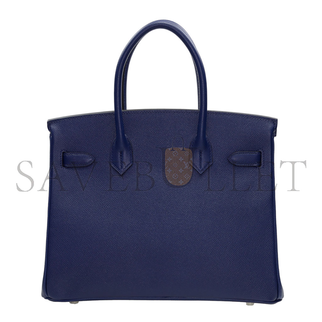 HERMES BIRKIN 30 TOGO LEATHER ROYAL BLUE SILVER BUCKLE BK3073EPSS (30*23*15cm)