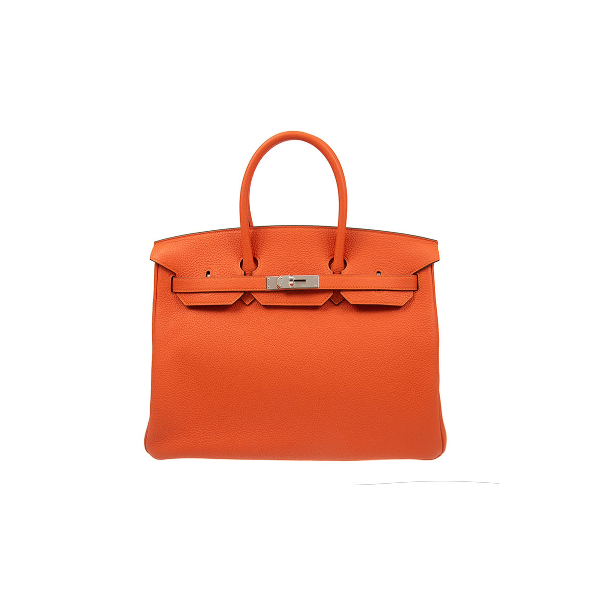 HERMES BIRKIN 25 TOGO LEATHER ORANGE SILVER BUCKLE BAG 521791 (25*20*13cm)