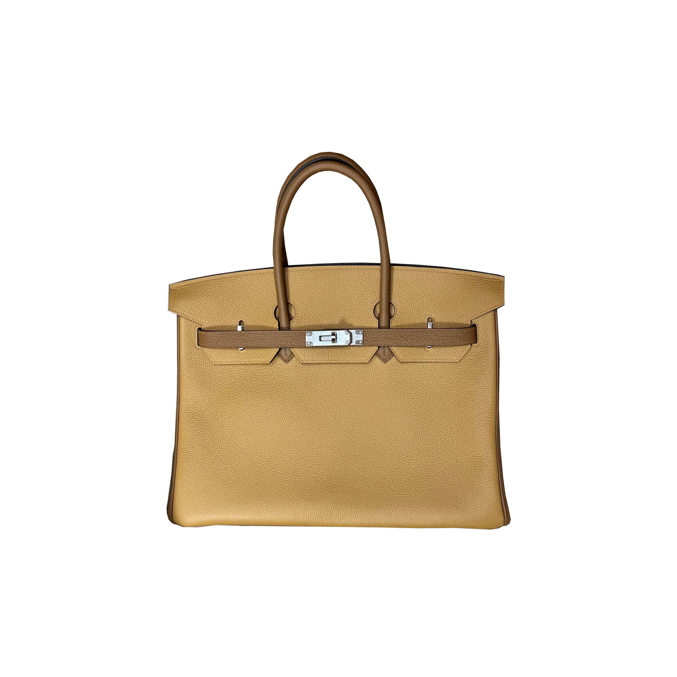 HERMES BIRKIN 35 TOGO LEATHER BISCUIT CHESTNUT COLOR WITH GRAY ELEPHANT AND SILVER BUCKLE 10092293 (35*28*18cm)