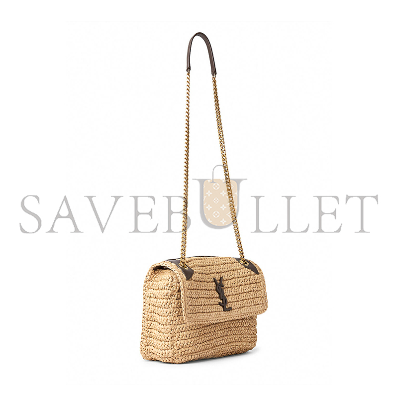 YSL NIKI RAFFIA SHOULDER BAG IN BEIGE 098096618922 (22*16.5*12cm)