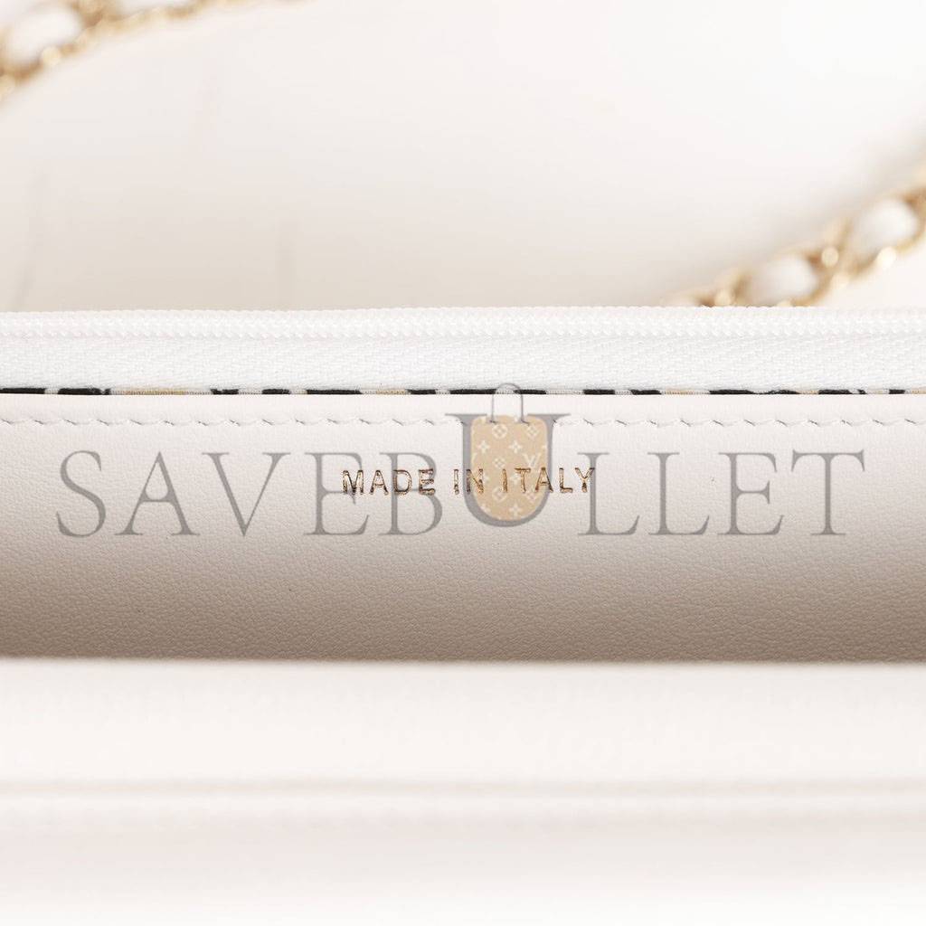 CHANEL WALLET ON CHAIN WOC WHITE CAVIAR LIGHT GOLD HARDWARE (19*12*4cm)