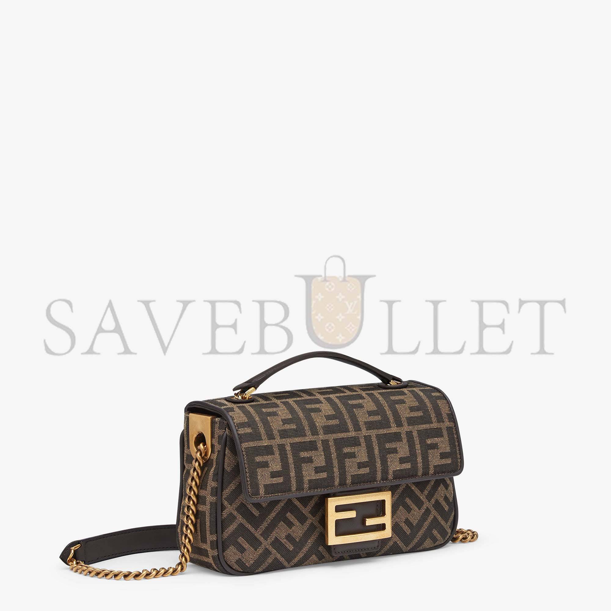 FENDI BAGUETTE CHAIN MIDI - FF JACQUARD FABRIC BAG 8BR793AKBZF1EM3 (24*14.5*7cm)