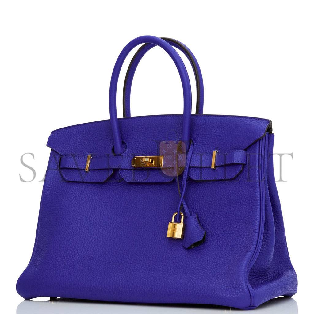 HERMES SPECIAL ORDER (HSS) BIRKIN 35 BLEU ELECTRIC VERSO CLEMENCE GOLD HARDWARE (35*25*18cm)