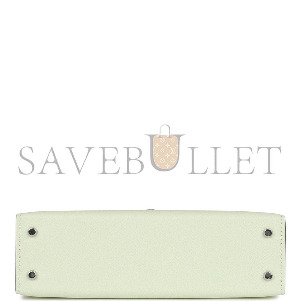 HERMES MINI KELLY SELLIER 20 VERT FIZZ EPSOM PALLADIUM HARDWARE (19*12*5.5cm)