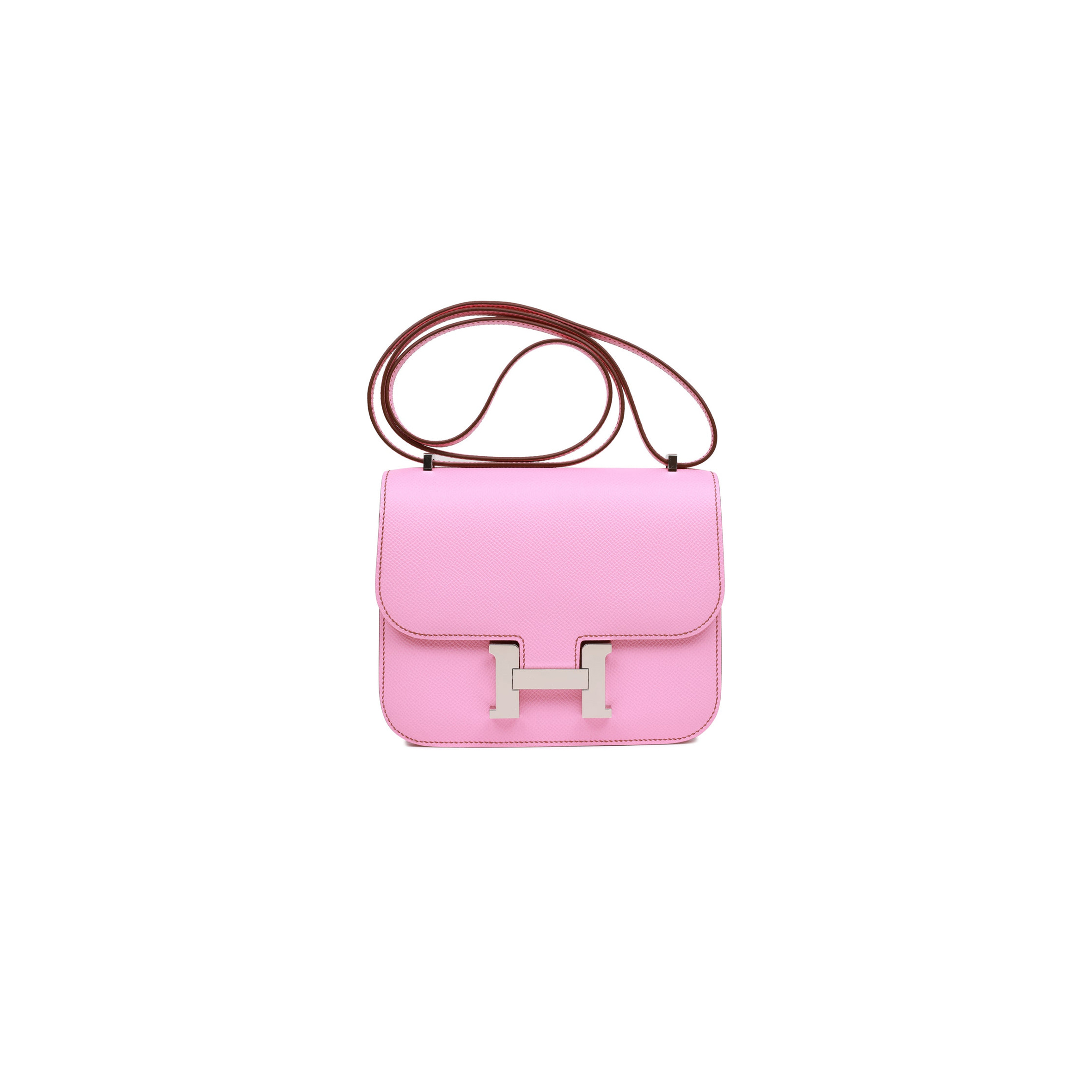 HERMES CONSTANCE 18 BUBBLEGUM EPSOM PALLADIUM HARDWARE (18cm)