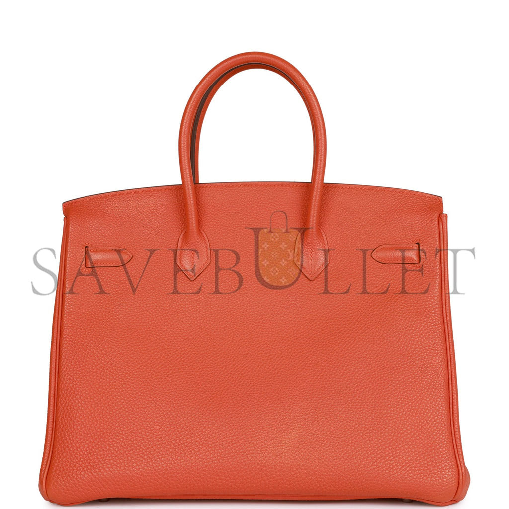 HERMES BIRKIN 35 ORANGE H CLEMENCE PALLADIUM HARDWARE (35cm)