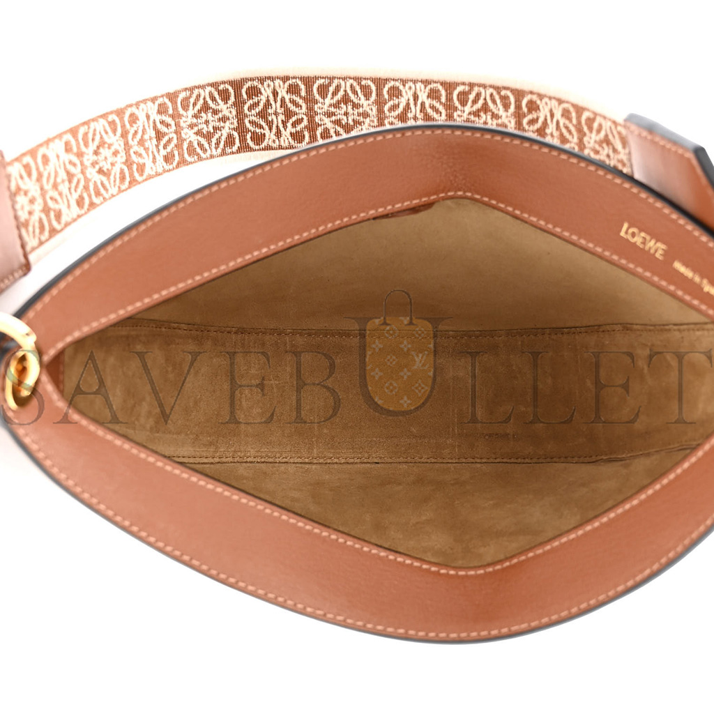 LOEWE SATIN CALFSKIN JACQUARD LUNA BAG PECAN (28*22*6cm)