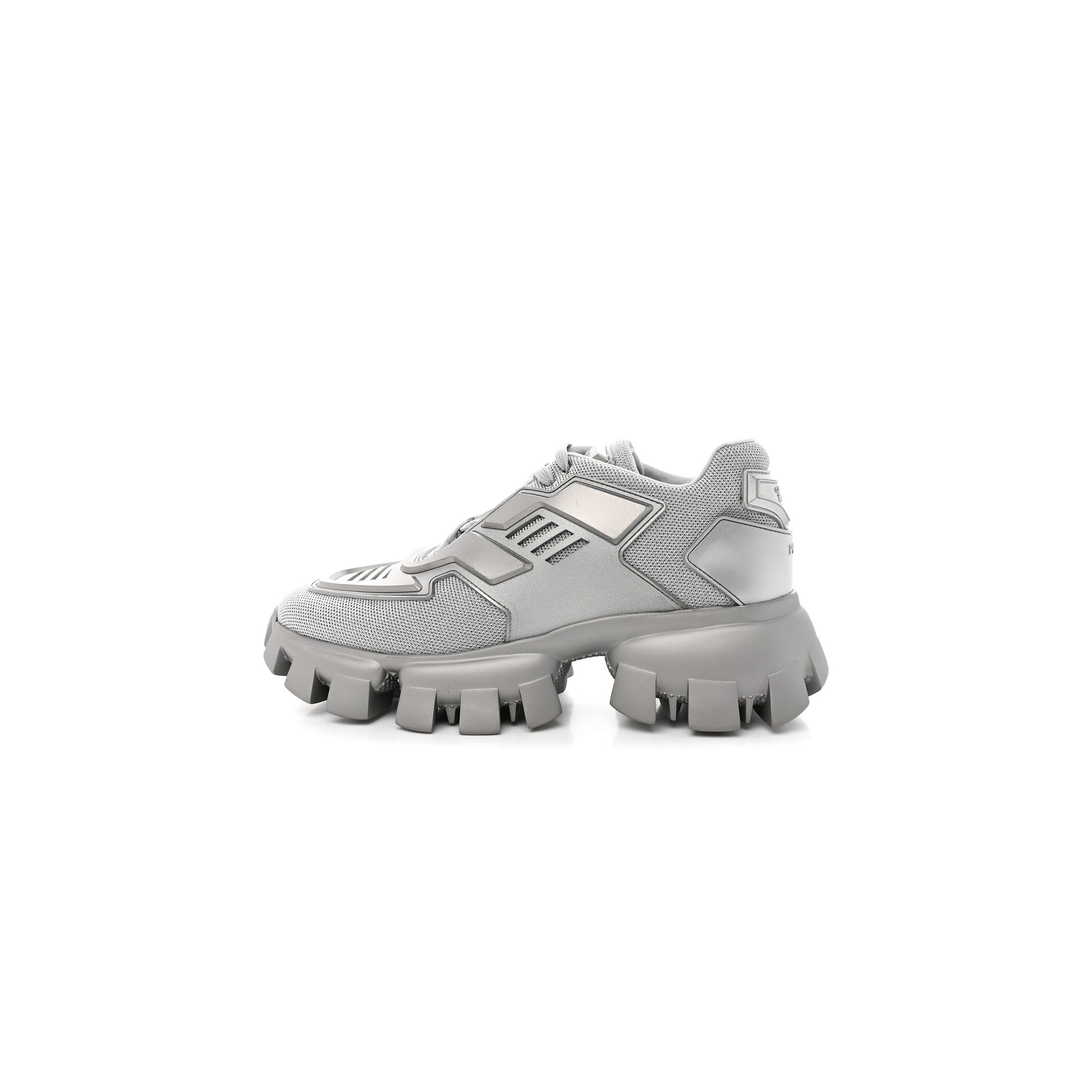 PRADA RUBBER TECHNICAL KNIT FABRIC CLOUDBUST THUNDER SNEAKERS 40 ARGENTO