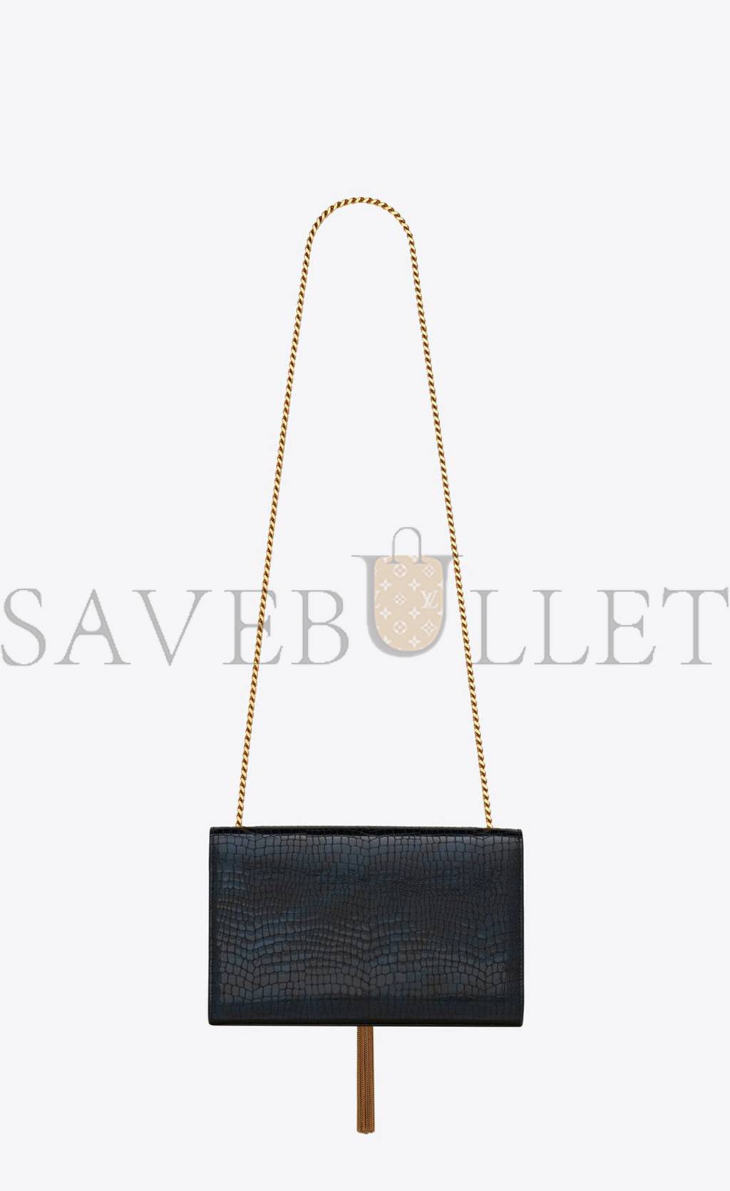 YSL KATE MEDIUM CHAIN BAG WITH TASSEL IN SHINY CROCODILE-EMBOSSED LEATHER 354119AAAY14083 (24*14.5*5.5cm)