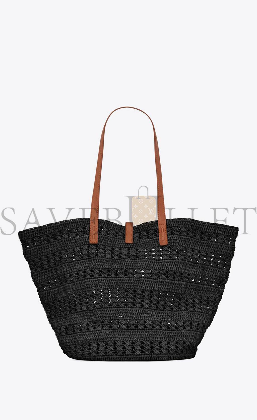 YSL PANIER MEDIUM BAG IN CROCHET RAFFIA AND SMOOTH LEATHER 688221GAAAC1062 (48*30*26cm)