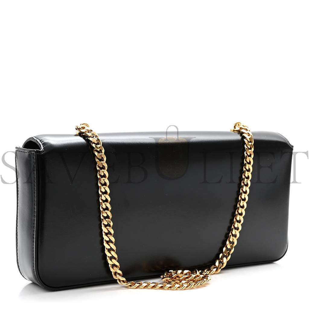 CELINE SHINY CALFSKIN TRIOMPHE CHAIN BAG BLACK (30*13*4cm)