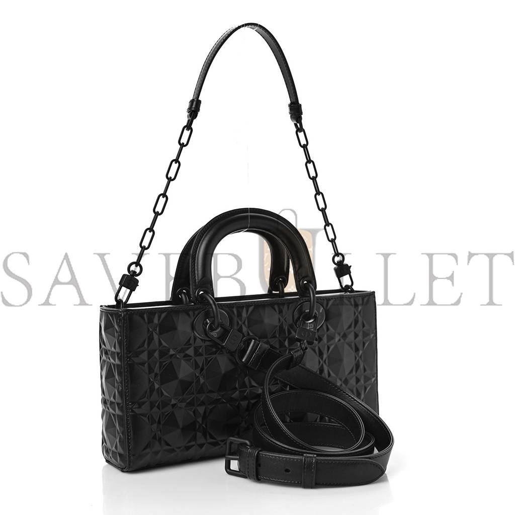 DIOR CALFSKIN CANNAGE DIAMOND MEDIUM LADY D-JOY BLACK (26*14*5.7cm)