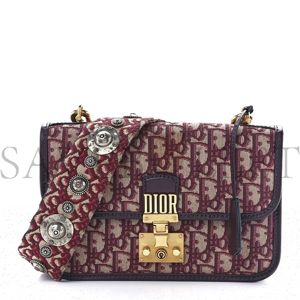 DIOR OBLIQUE DIORADDICT FLAP BAG BURGUNDY (24*17*5.1cm)