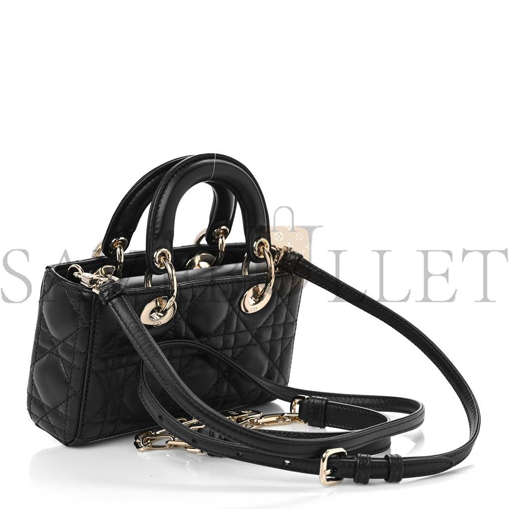 DIOR LAMBSKIN CANNAGE MICRO LADY D-JOY BLACK (16*10*5.1cm)