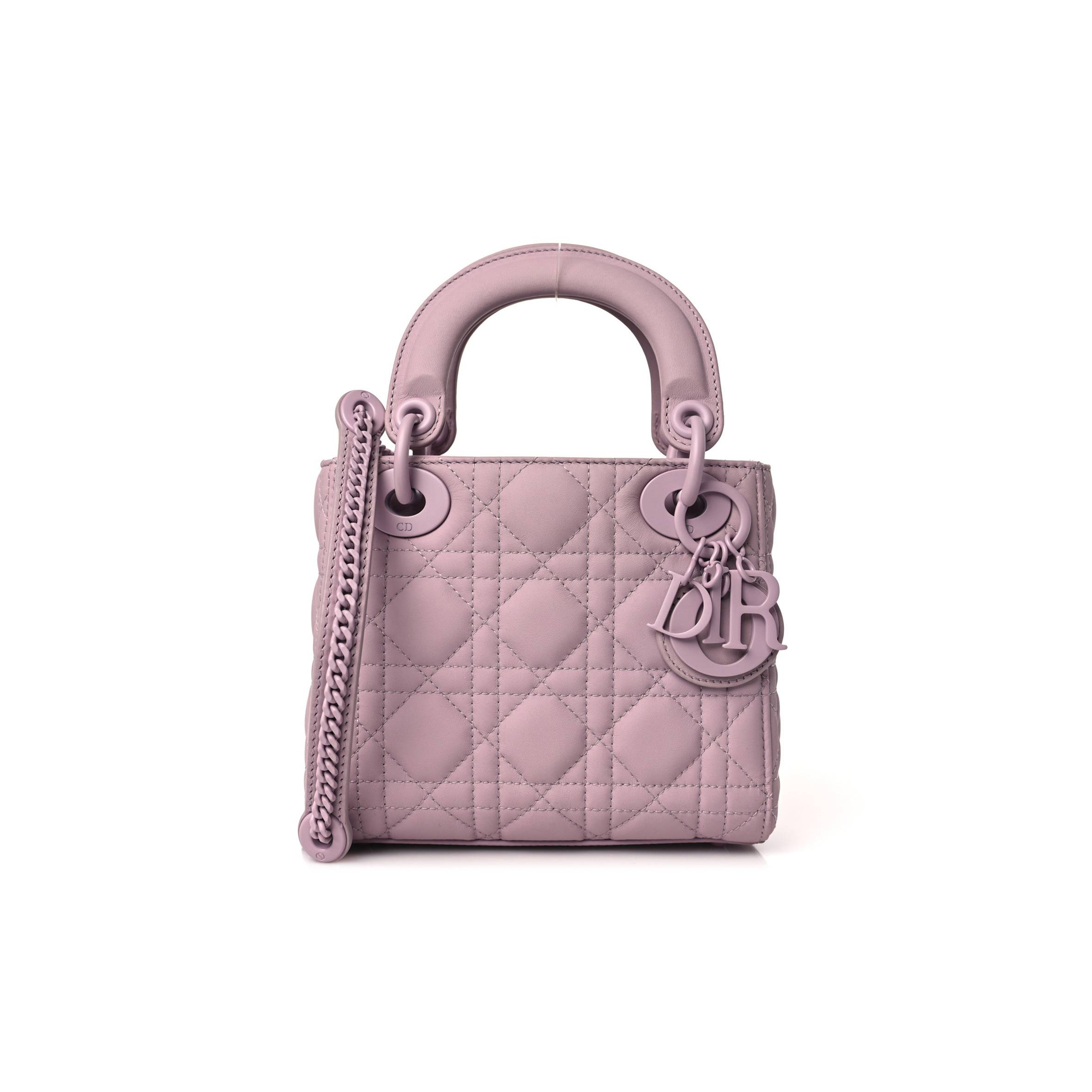 DIOR ULTRA MATTE CALFSKIN CANNAGE MINI LADY DIOR LAVENDER (17*15*7.6cm)