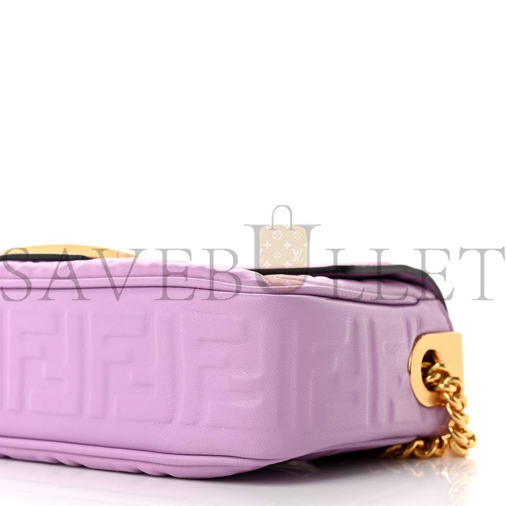 FENDI NAPPA SMALL FF EMBOSSED MIDI CHAIN BAGUETTE VIOLETTA (23*13*6cm)